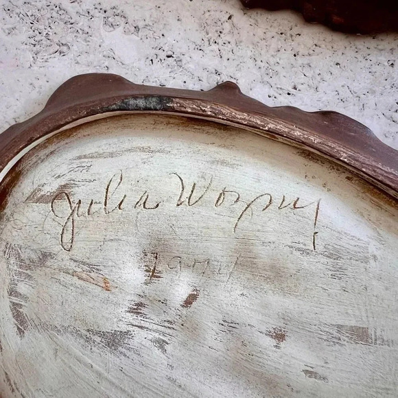 Lot of 2 Vintage 70s Womens Brown Midcentury Ceramic Carved Wall Plaque Decor Sm - Picture 5 of 11